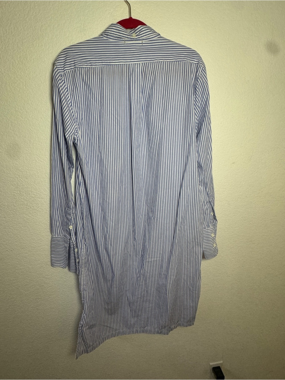 ALEX MILLS Blue and White Striped Shirt Dress size Large - Picture 7 of 11